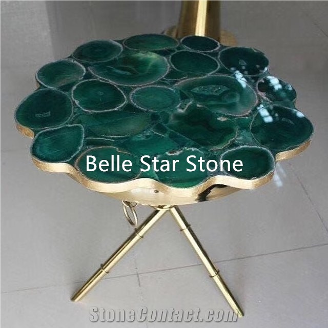 Green Jade/Malachite Semiprecious Stone Table Tops