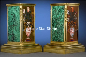 Malachite/Green Jade Gemstone Clock & Calendar Box