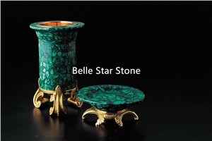 Malachite/Green Jade Precious Luxury Stone Cabinet