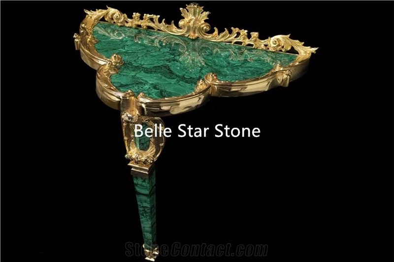 Malachite/Green Jade Precious Stone Corner Table