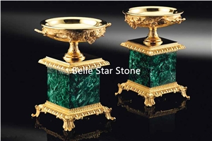 Malachite/Green Jade Precious Stone Round Tables
