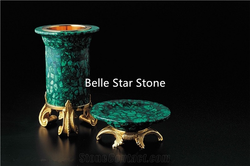 Malachite/Green Jade Precious Stone Round Tables
