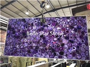 Purple Agate Backlit Semi Precious Stone Slabs