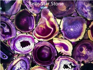 Purple Agate Backlit Semiprecious Stone Table Tops