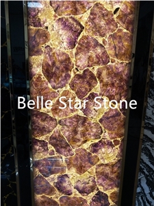 Purple Crystal Semiprecious Stone Wall Decor Slabs