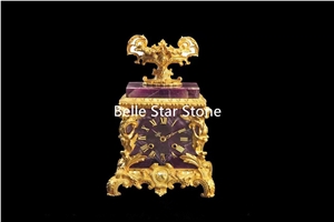 Purple Fluorite/Lilac Luxury Stone Handcraft Clock