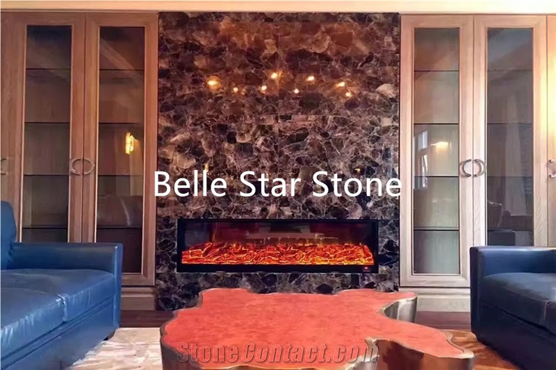 Purple Fluorite Precious Stone Fireplace Surrounds