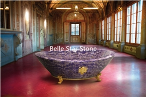 Purple Fluorite Semi Precious Stone Table Tops