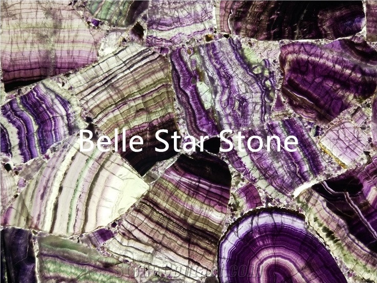 Purple Fluorite Semiprecious Stone Slabs & Tiles