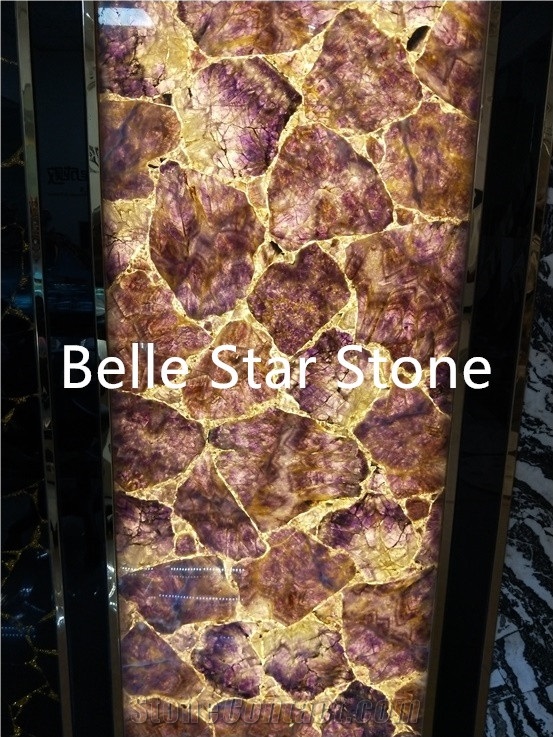 Purple Quartz Backlit Semiprecious Stone Slabs