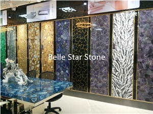 Rainbow Semi Precious Luxury Stone Slabs Tiles