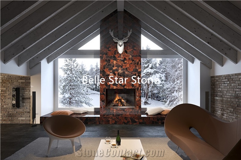 Ruby Semi Precious Stone Fireplace Surround/Slabs