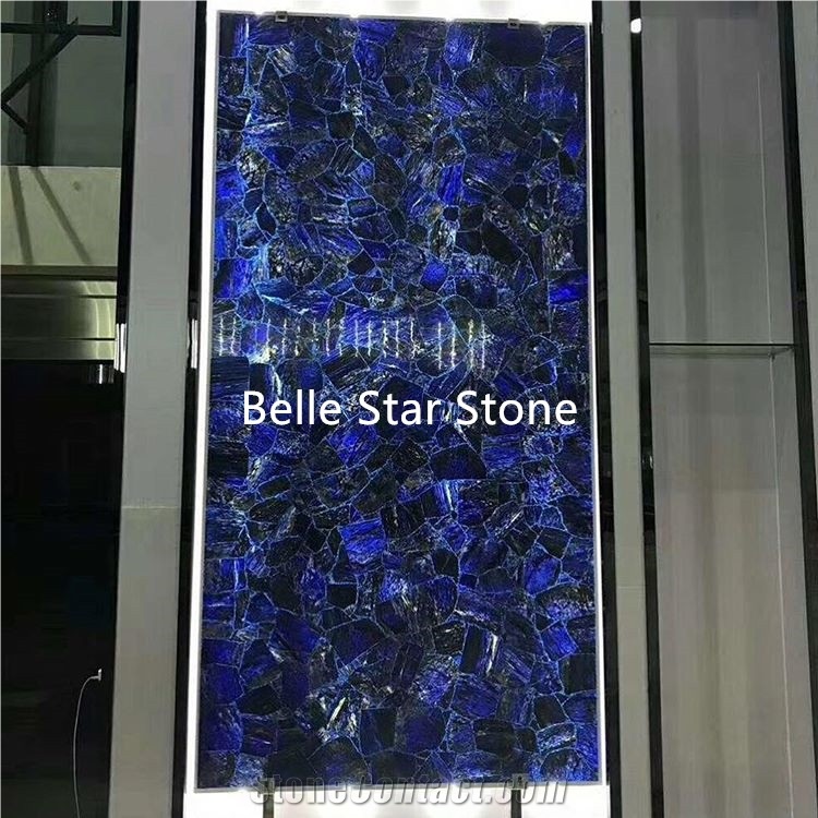 Sapphire Semi Precious Luxury Stone Slabs Tiles