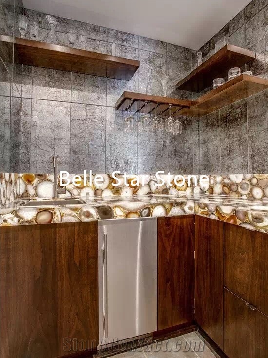 Sardonyx Agate Backlit Gemstone Kitchen Countertop