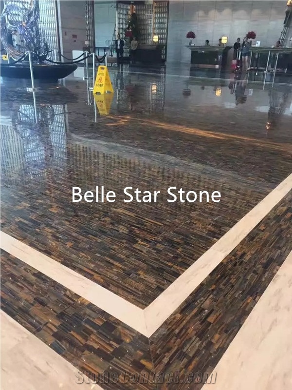 Tiger"S Eye Gemstone Hotel Lobby Floor Tiles