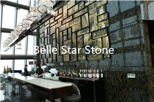 Tiger"S Eye Semiprecious Stone Hotel Wall Tiles