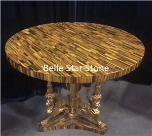 Tiger"S Eye Semiprecious Stone Table Tops