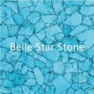 Turquoise Semi Precious Luxury Stone Slabs Tiles