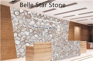 White Agate Semiprecious Stone Wall & Floor Slabs