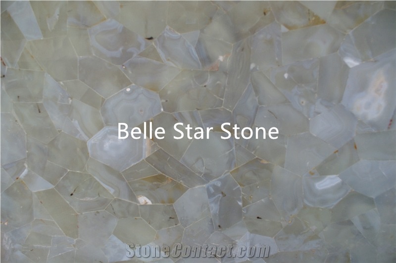 White Agate Semiprecious Stone Wall & Floor Slabs