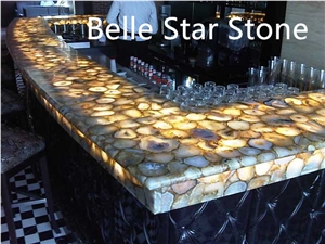 Yellow Agate Backlit Precious Stone Bar Counters