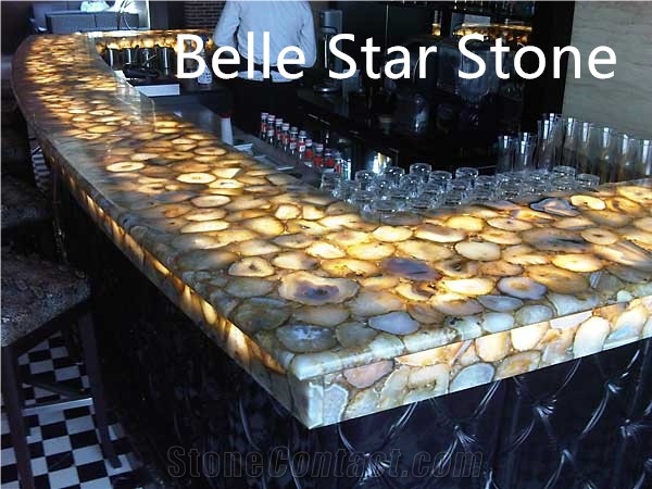 Yellow Agate Backlit Semiprecious Stone Counters