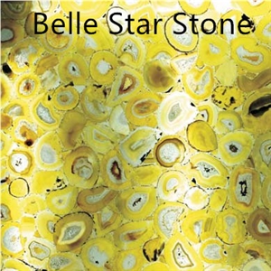 Yellow Agate Backlit Semiprecious Stone Floor Tile