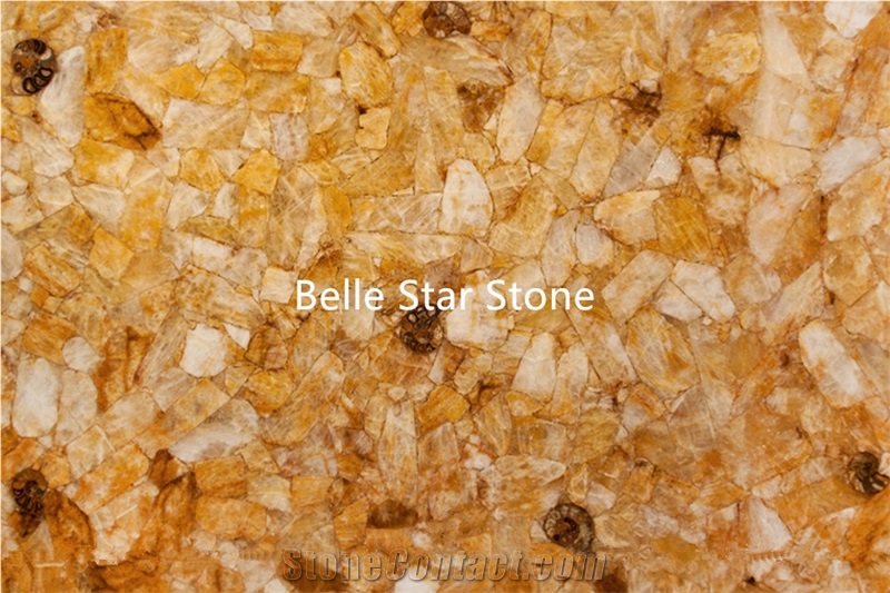Yellow Crystal Semiprecious Stone Slabs & Tiles