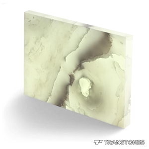 Backlit Translucent White Faux Onyx Alabaster Slab