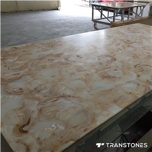 Faux Yellow Alabaster Stone Slab for Bar Counter