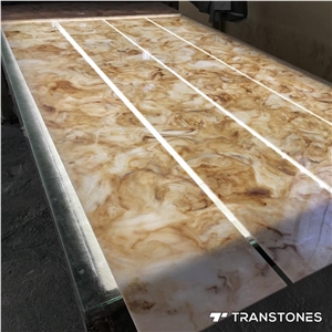 Faux Yellow Alabaster Stone Slab for Bar Counter