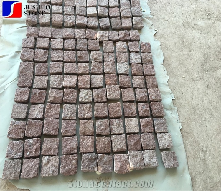 China Red Porphyry Cubes/Cobbles Setts Pavements