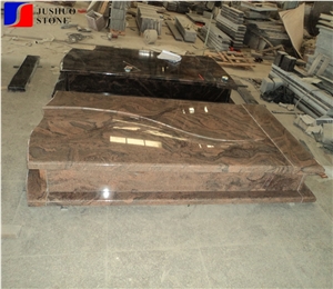 Polished Natural Stone Quarry Red Tombstone Design