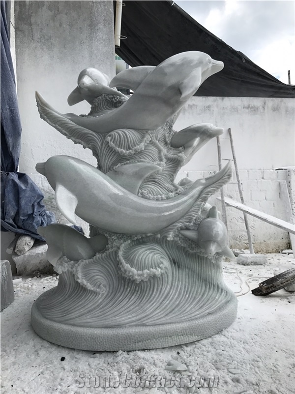 Hand Carved Dolphin Sculptures Garden