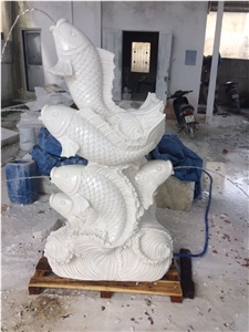Hand Carved Stone Fish for Decoration in Garden
