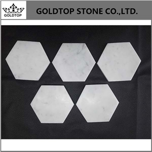 Italy White and Black Marble Hexagonal Coasters