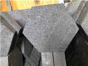 Black Galaxy Bushhammer Granite 6cm Hexagon Tile