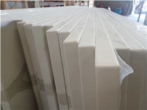 Calacatta White Quartz Prefab Square Bevel Table Tops