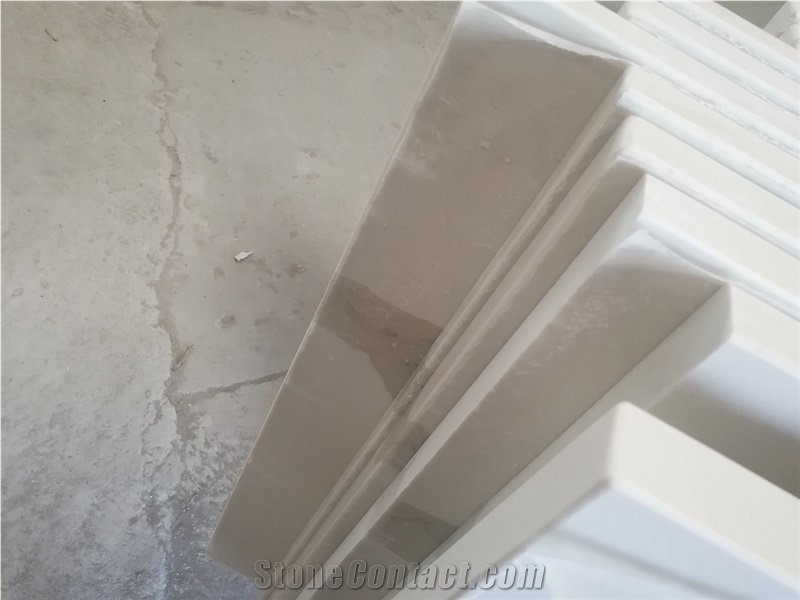 Calacatta White Quartz Prefab Square Bevel Table Tops
