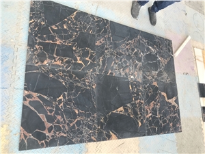 Mystique Dark Black Portoro Marble Floor Tiles
