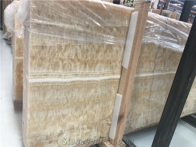 Polished China Honey Onyx Slabs Floor Wall Tiles