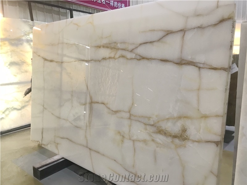 Polished Snow White Onyx Slabs Covering Pattern