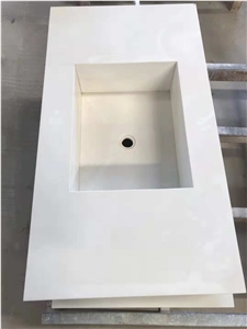 Pure White Solid Surface Bath Top Sink Vanity Tops