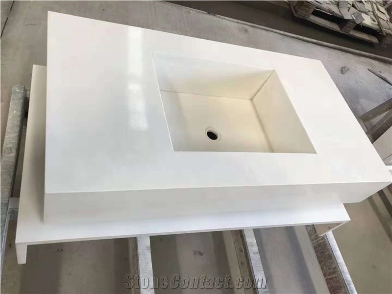 White Artificial Stone Bathroom Sink Vanity Top