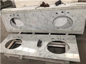 White Carrara Marble Custom Bathroom Vanity Top