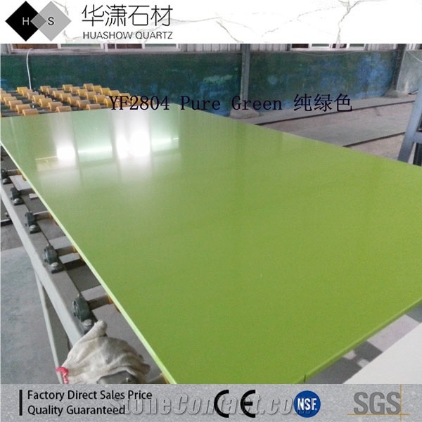 Pure Light Green Quartz Flooring Installation Slab