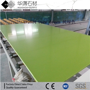 Pure Light Green Quartz Flooring Installation Slab
