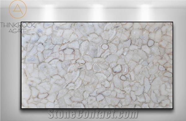 Agate Natural White Semi Precious Stone Wall Panel
