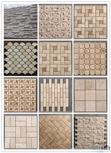 Beige & Rusty Travertine Mosaics for Indoor Decor