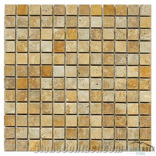 Beige & Rusty Travertine Mosaics for Indoor Decor